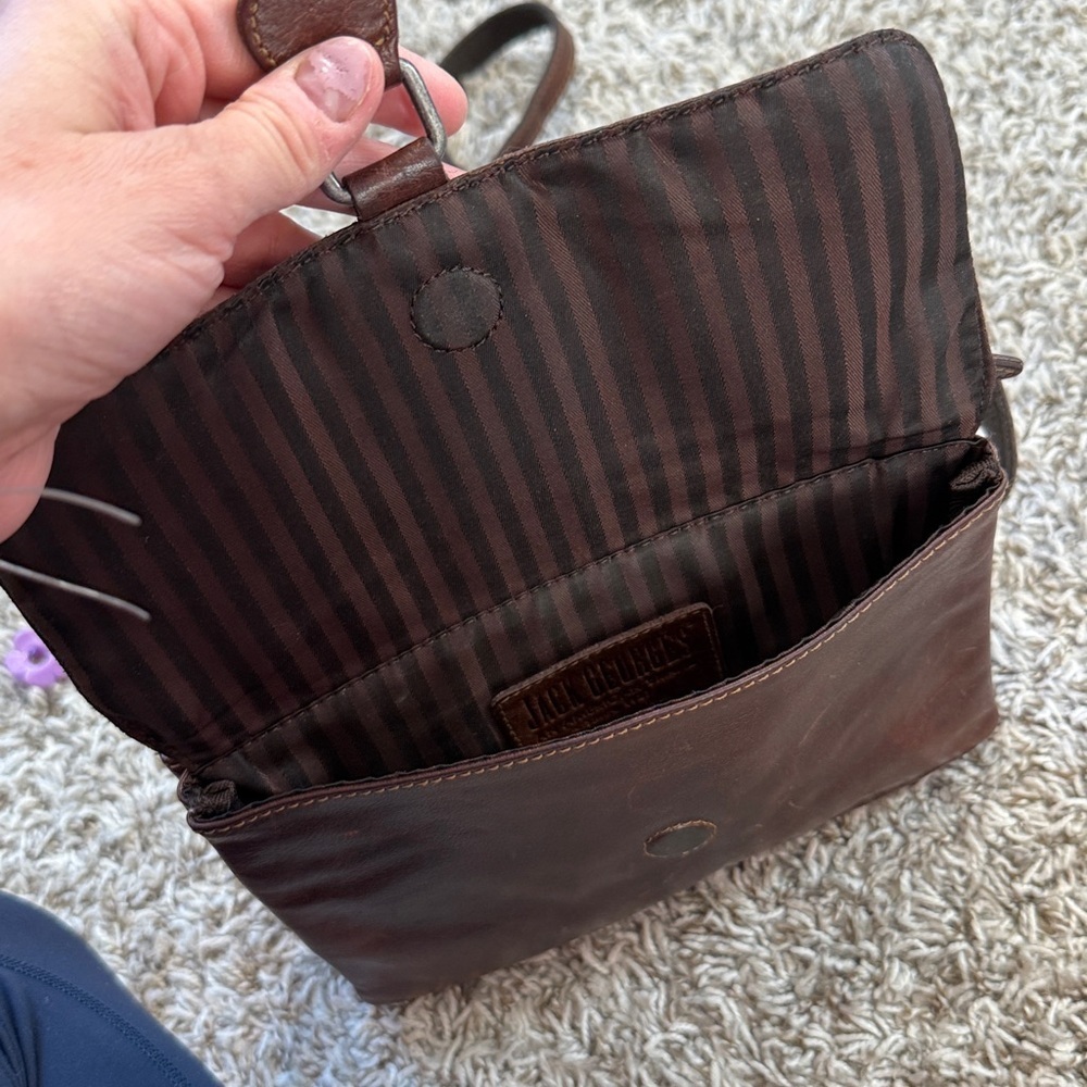 Jack Georges Leather Brown Crossbody Purse with RFID Protection - Picture 10 of 13